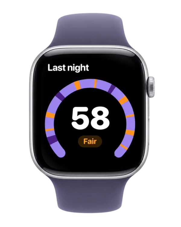 Sleepwrist on Apple Watch showing last night's score and Wristy's one-line summary